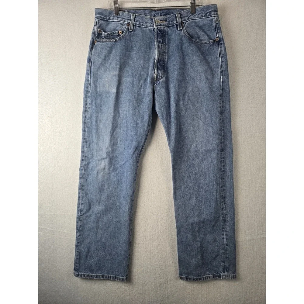 Levis Mens Blue 100% Cotton Denim Jeans 36 x 30 Button Fly
